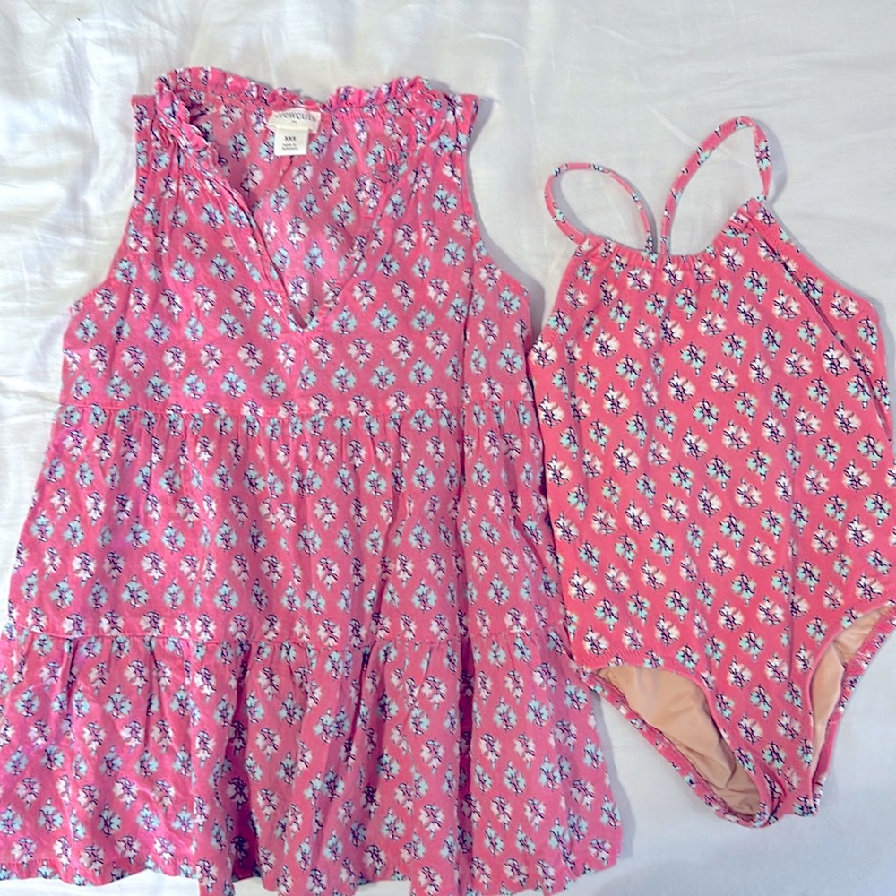 Crewcuts matching bathing suit and cover up size 3/xxs